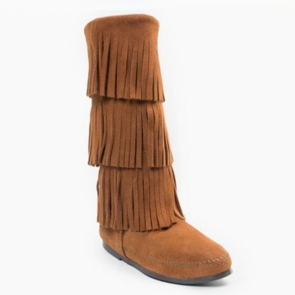Minnetonka 3-Layer Fringe Boot Womens Size 5 - image 4